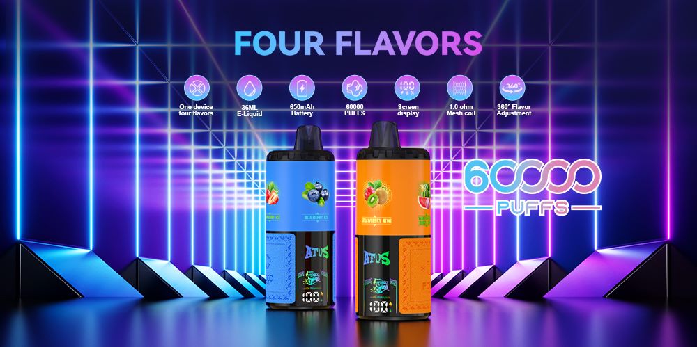 DE030 60000 Puffs Jednorazowy Vape z inteligentnym wyświetlaczem i możliwością szybkiego ładowania smaku ATVS Vape
