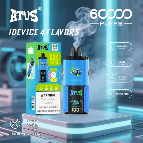 DE030 60000 Puffs Jednorazowy Vape z inteligentnym wyświetlaczem i możliwością szybkiego ładowania smaku ATVS Vape