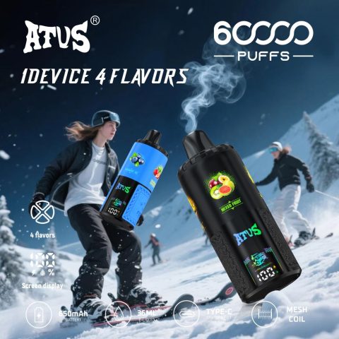 DE030 60000 Puffs Jednorazowy Vape z inteligentnym wyświetlaczem i możliwością szybkiego ładowania smaku ATVS Vape