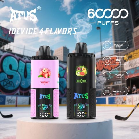 DE030 60000 Puffs Jednorazowy Vape z inteligentnym wyświetlaczem i możliwością szybkiego ładowania smaku ATVS Vape