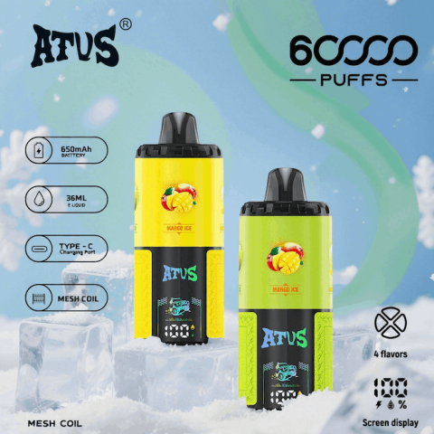 DE030 60000 Puffs Jednorazowy Vape z inteligentnym wyświetlaczem i możliwością szybkiego ładowania smaku ATVS Vape