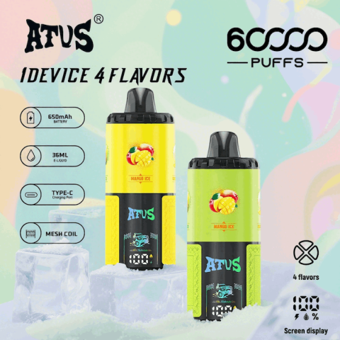DE030 60000 Puffs Jednorazowy Vape z inteligentnym wyświetlaczem i możliwością szybkiego ładowania smaku ATVS Vape