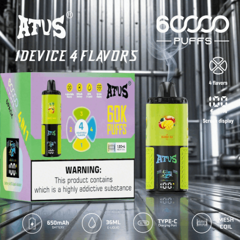 DE030 60000 Puffs Jednorazowy Vape z inteligentnym wyświetlaczem i możliwością szybkiego ładowania smaku ATVS Vape