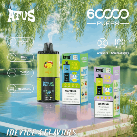 DE030 60000 Puffs Jednorazowy Vape z inteligentnym wyświetlaczem i możliwością szybkiego ładowania smaku ATVS Vape