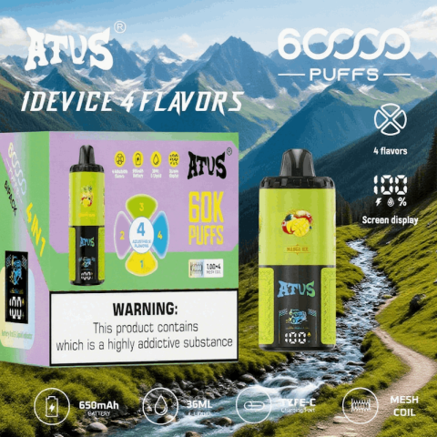 DE030 60000 Puffs Jednorazowy Vape z inteligentnym wyświetlaczem i możliwością szybkiego ładowania smaku ATVS Vape