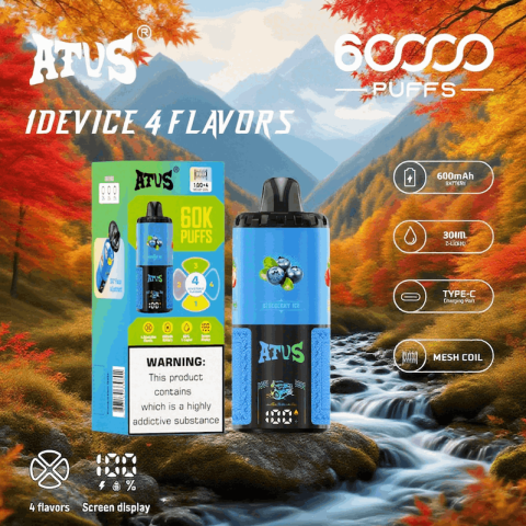 DE030 60000 Puffs Jednorazowy Vape z inteligentnym wyświetlaczem i możliwością szybkiego ładowania smaku ATVS Vape