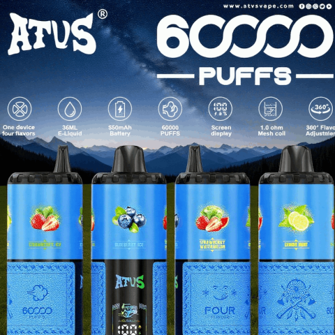 DE030 60000 Puffs Jednorazowy Vape z inteligentnym wyświetlaczem i możliwością szybkiego ładowania smaku ATVS Vape