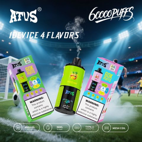 DE030 60000 Puffs Jednorazowy Vape z inteligentnym wyświetlaczem i możliwością szybkiego ładowania smaku ATVS Vape