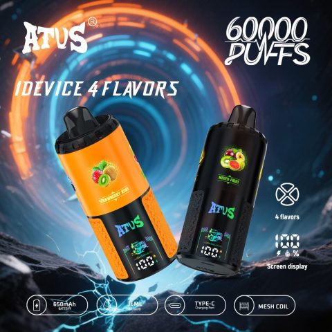 DE030 60000 Puffs Jednorazowy Vape z inteligentnym wyświetlaczem i możliwością szybkiego ładowania smaku ATVS Vape