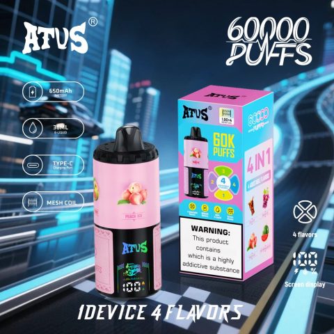 DE030 60000 Puffs Jednorazowy Vape z inteligentnym wyświetlaczem i możliwością szybkiego ładowania smaku ATVS Vape