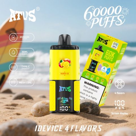 DE030 60000 Puffs Jednorazowy Vape z inteligentnym wyświetlaczem i możliwością szybkiego ładowania smaku ATVS Vape