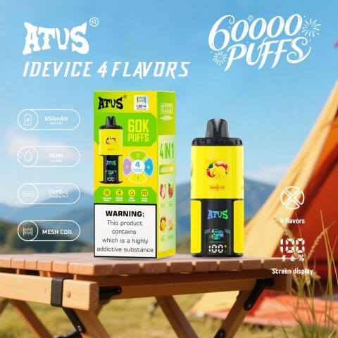 DE030 60000 Puffs Jednorazowy Vape z inteligentnym wyświetlaczem i możliwością szybkiego ładowania smaku ATVS Vape