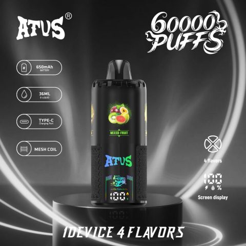 DE030 60000 Puffs Jednorazowy Vape z inteligentnym wyświetlaczem i możliwością szybkiego ładowania smaku ATVS Vape