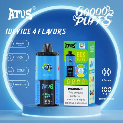 DE030 60000 Puffs Jednorazowy Vape z inteligentnym wyświetlaczem i możliwością szybkiego ładowania smaku ATVS Vape