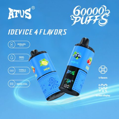 DE030 60000 Puffs Jednorazowy Vape z inteligentnym wyświetlaczem i możliwością szybkiego ładowania smaku ATVS Vape