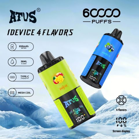 DE030 60000 Puffs Jednorazowy Vape z inteligentnym wyświetlaczem i możliwością szybkiego ładowania smaku ATVS Vape