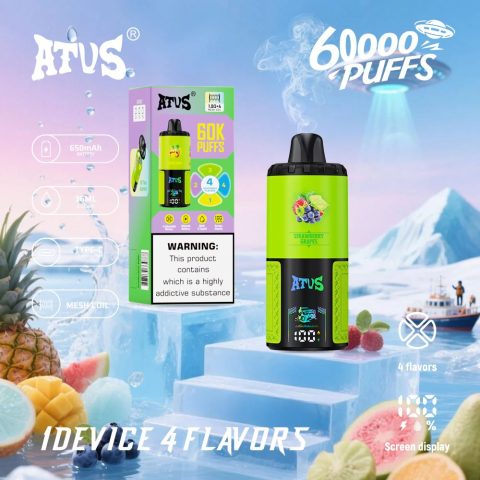 DE030 60000 Puffs Jednorazowy Vape z inteligentnym wyświetlaczem i możliwością szybkiego ładowania smaku ATVS Vape