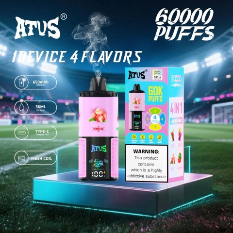 DE030 60000 Puffs Jednorazowy Vape z inteligentnym wyświetlaczem i możliwością szybkiego ładowania smaku ATVS Vape