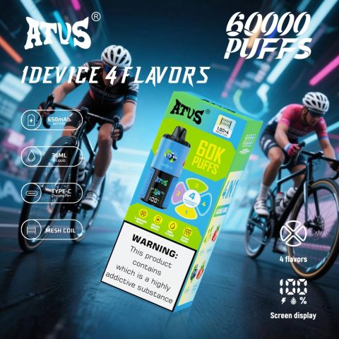 DE030 60000 Puffs Jednorazowy Vape z inteligentnym wyświetlaczem i możliwością szybkiego ładowania smaku ATVS Vape
