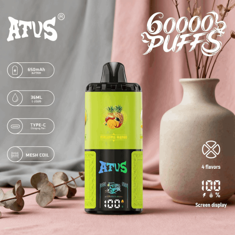 DE030 60000 Puffs Jednorazowy Vape z inteligentnym wyświetlaczem i możliwością szybkiego ładowania smaku ATVS Vape