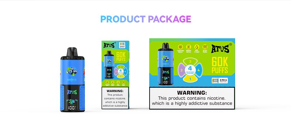 DE030 60000 Puffs Jednorazowy Vape z inteligentnym wyświetlaczem i możliwością szybkiego ładowania smaku ATVS Vape
