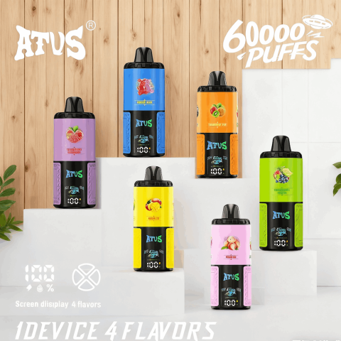 DE030 60000 Puffs Jednorazowy Vape z inteligentnym wyświetlaczem i możliwością szybkiego ładowania smaku ATVS Vape