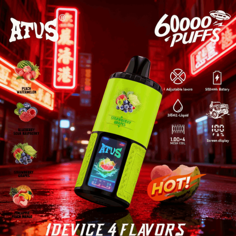 DE030 60000 Puffs Jednorazowy Vape z inteligentnym wyświetlaczem i możliwością szybkiego ładowania smaku ATVS Vape