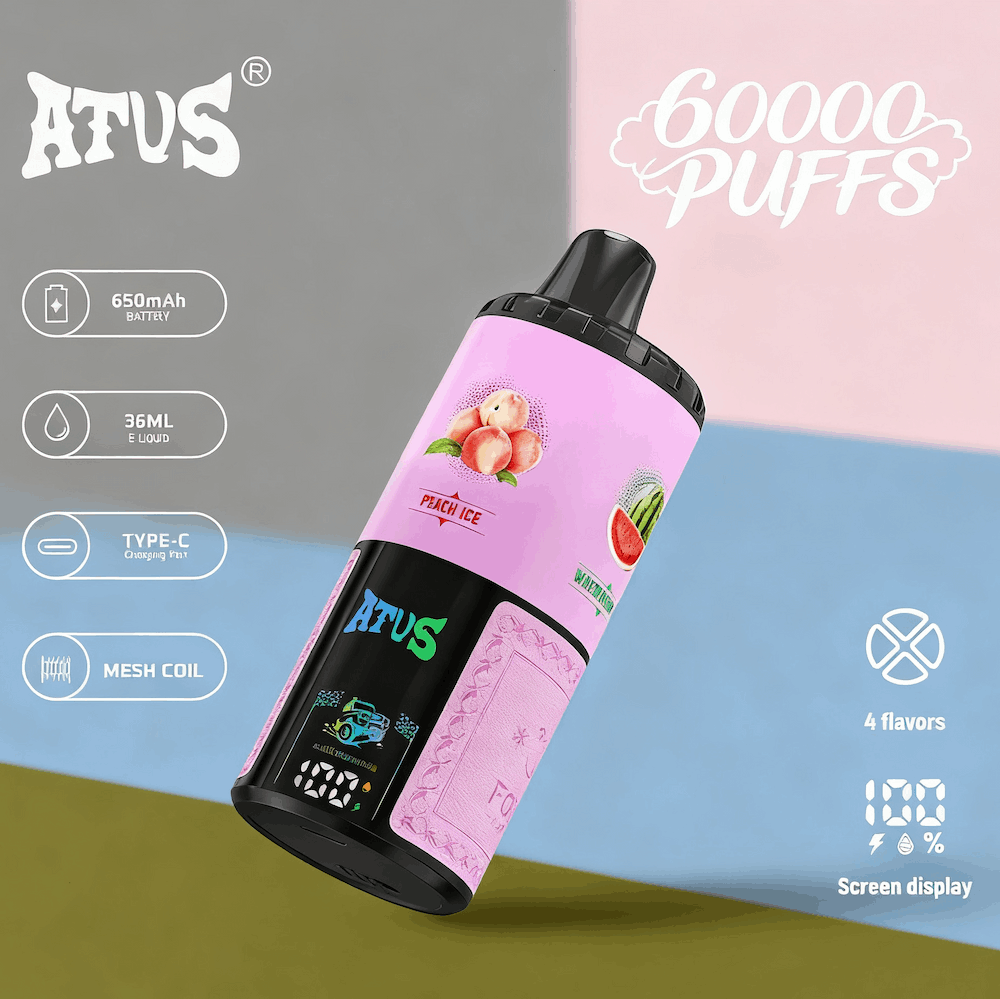 DE030 60000 Puffs Jednorazowy Vape z inteligentnym wyświetlaczem i możliwością szybkiego ładowania smaku ATVS Vape