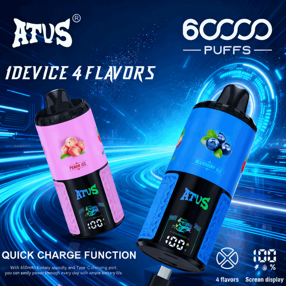 DE030 60000 Puffs Jednorazowy Vape z inteligentnym wyświetlaczem i możliwością szybkiego ładowania smaku ATVS Vape