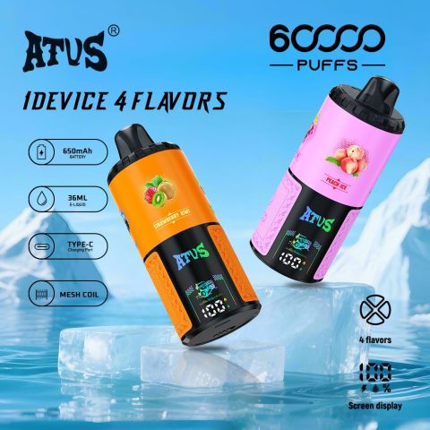 DE030 60000 Puffs Jednorazowy Vape z inteligentnym wyświetlaczem i możliwością szybkiego ładowania smaku ATVS Vape