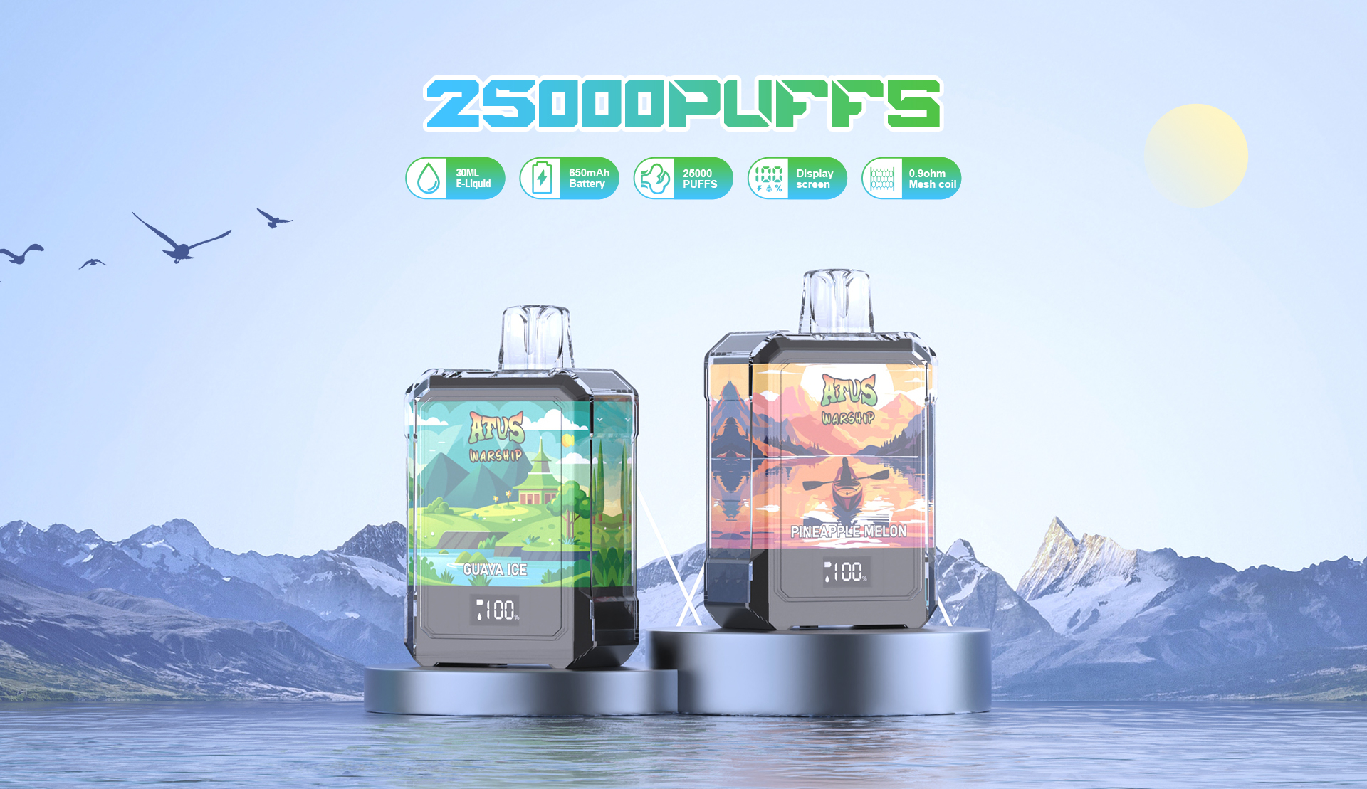 eu warehouse vape with LED design and mesh coil